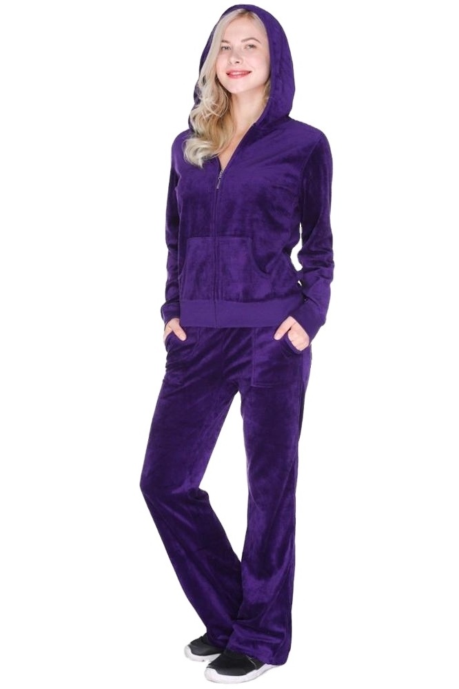 Purple Color Girls Best Tracksuits Velvet Velour Top Selling High Quality Best Customized Gym Wears Tracksuits BY ANAYAL SPORTS