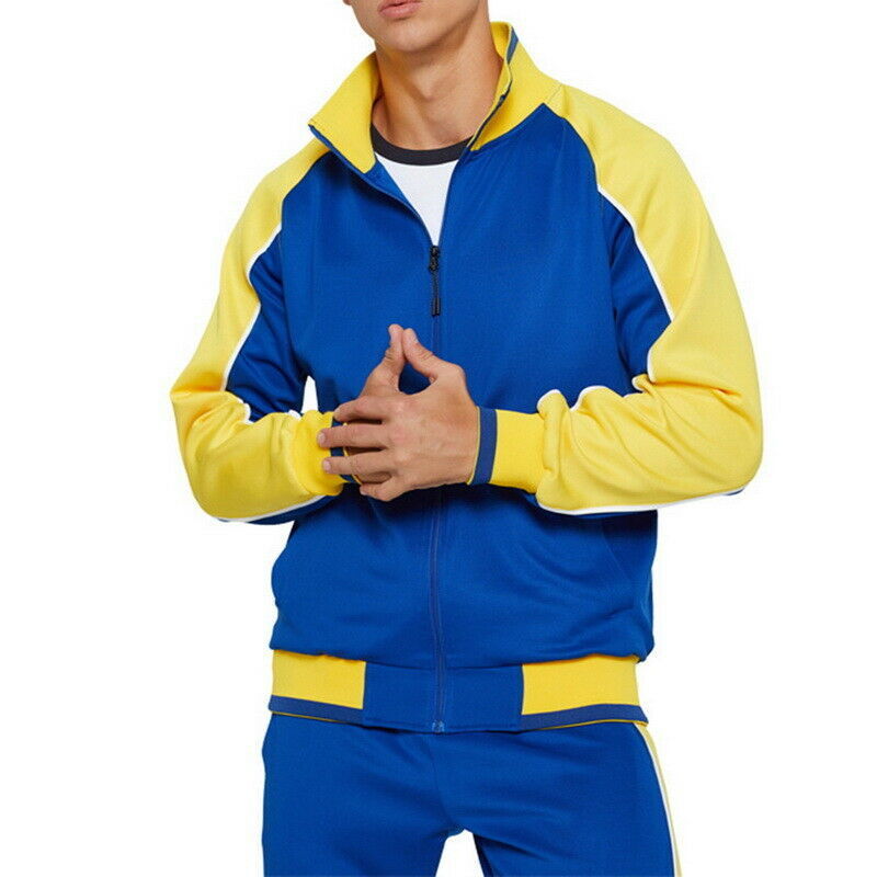 Royal Blue With Yellow Color Boys Girls Tracksuits Side Panel High Quality Polyester Made Tracksuits BY ANAYAL SPORTS