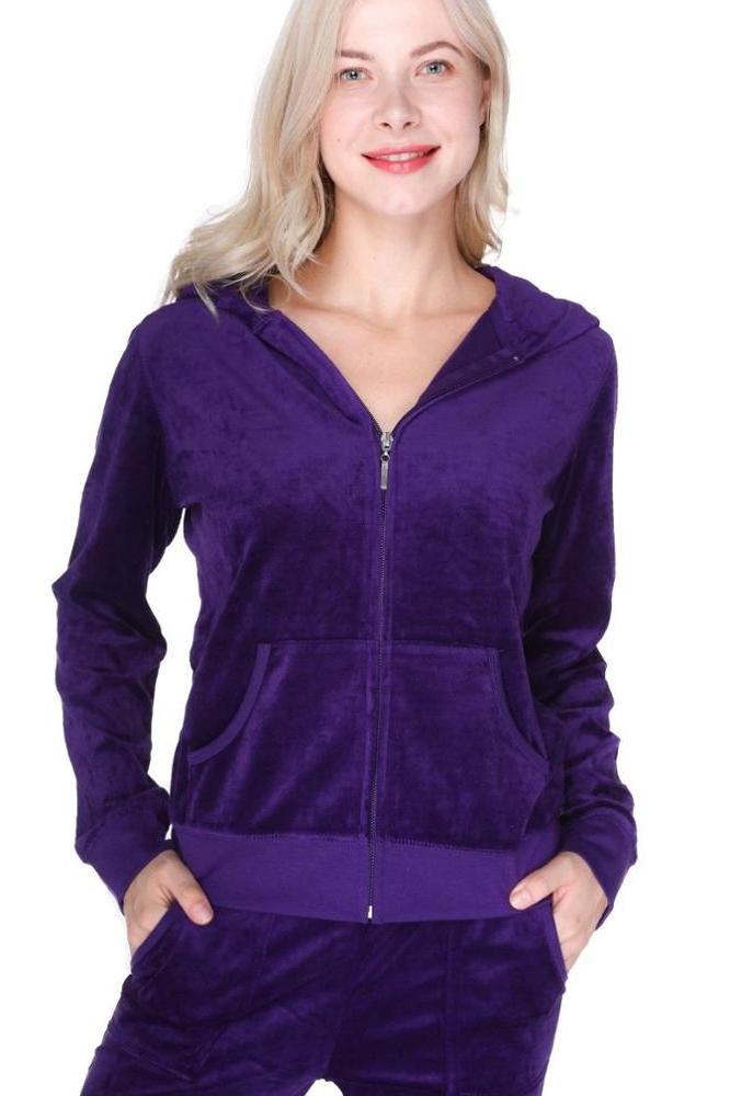 Purple Color Girls Best Tracksuits Velvet Velour Top Selling High Quality Best Customized Gym Wears Tracksuits BY ANAYAL SPORTS