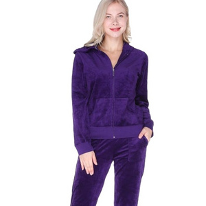 Purple Color Girls Best Tracksuits Velvet Velour Top Selling High Quality Best Customized Gym Wears Tracksuits BY ANAYAL SPORTS