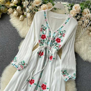 Ever-Pretty Elegant V- Neck Embroidery Wholesale Evening Long Dresses Mexican For Women