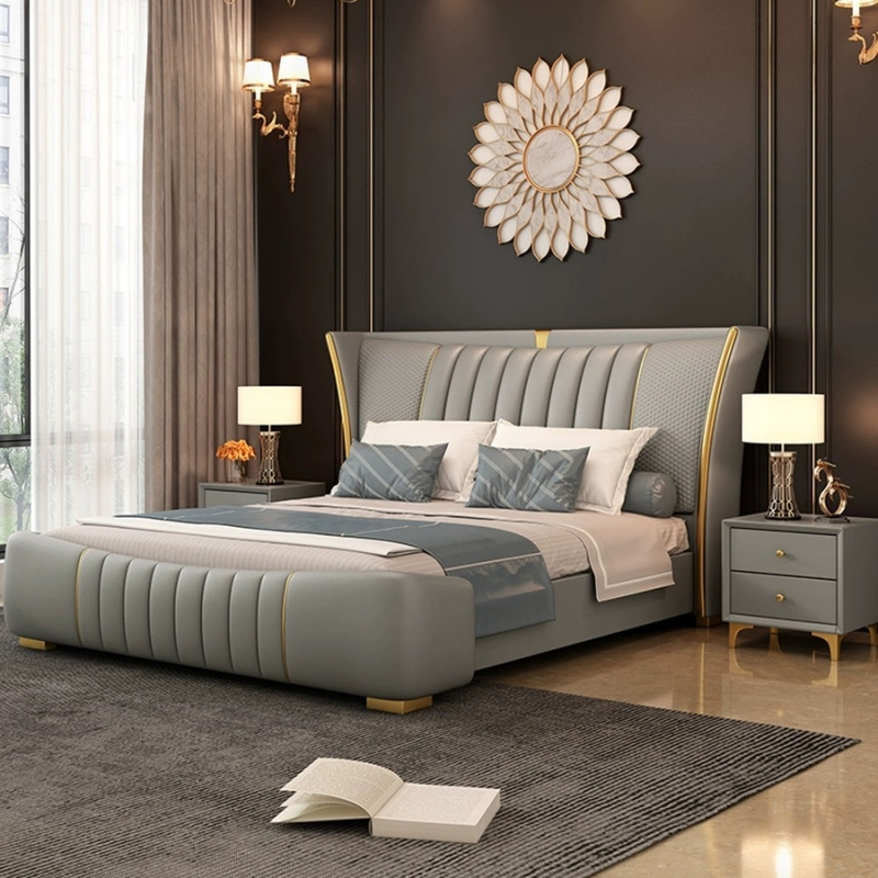 Bed with TV in Footboard Sofa Bed Furniture Wooden Bed with Storage Modern Bedroom Sets