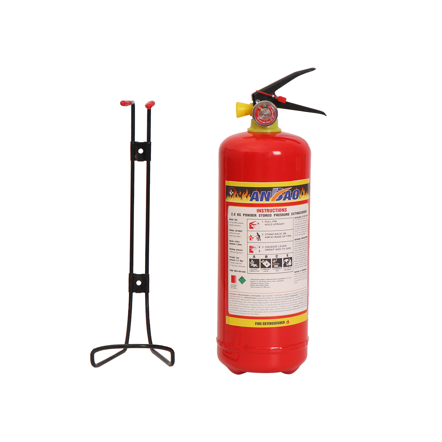 CE Approved Car DCP Fire extinguisher with Stainless steel thread pressure gauge for fire extinguisher