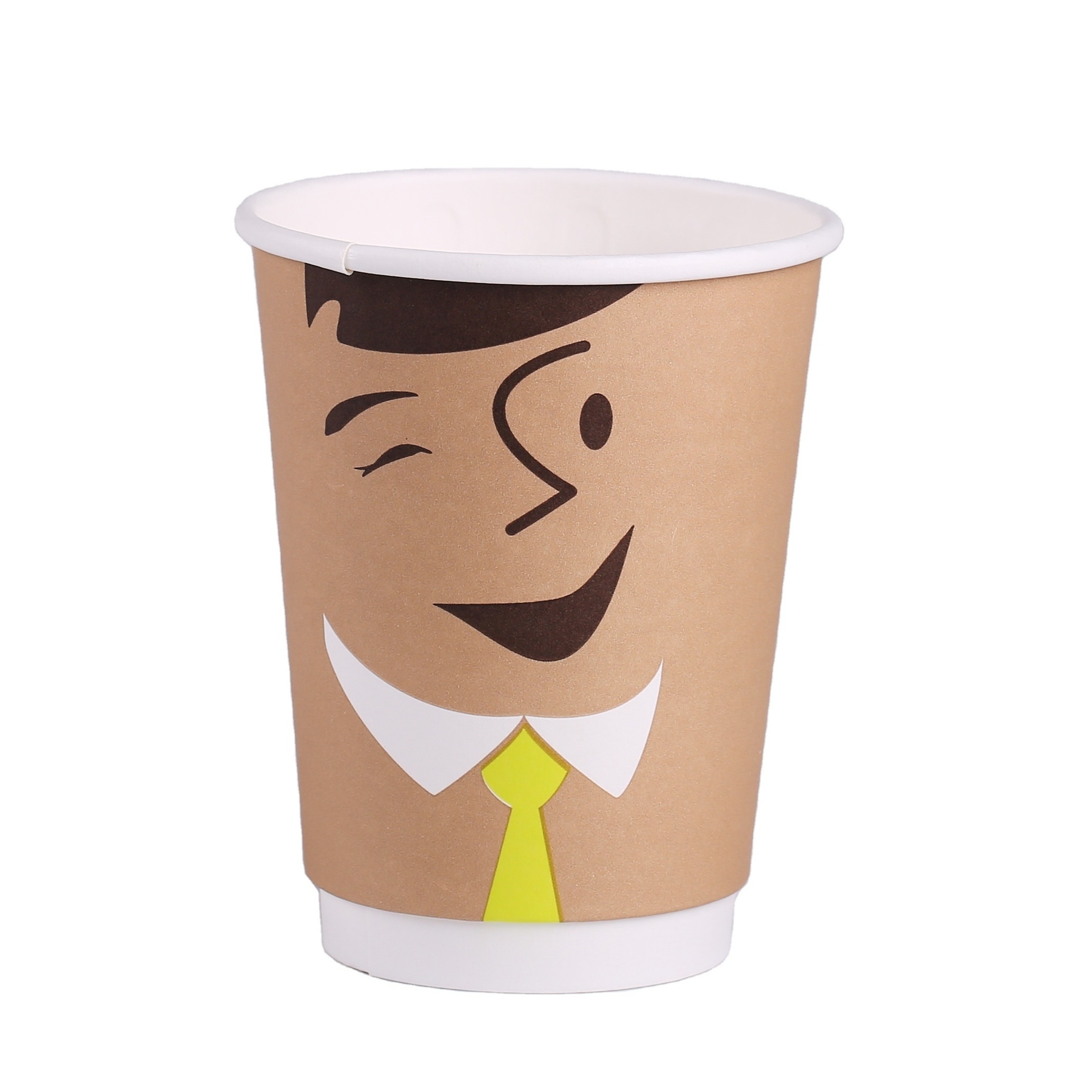 Custom 8oz Double Wall Recyclable Coffee Cups with Lid Eco-Friendly Fashion Design for Tea Drink and Soda Take Away