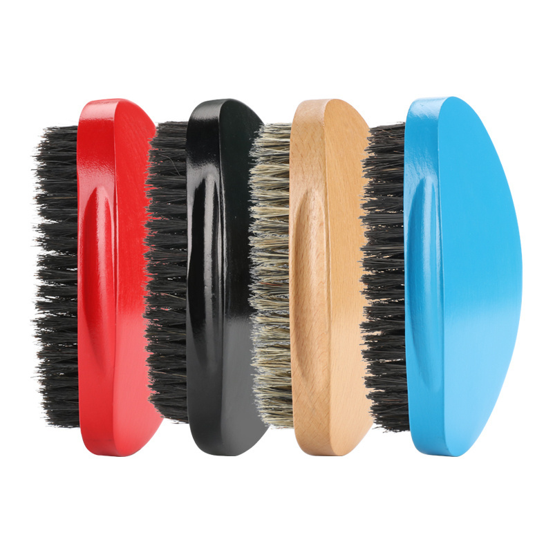 Abeis Wholesale OEM Curved Wave Brushes Men  Soft or Medium Hard Boar Bristle Wood 360 Wave Brush