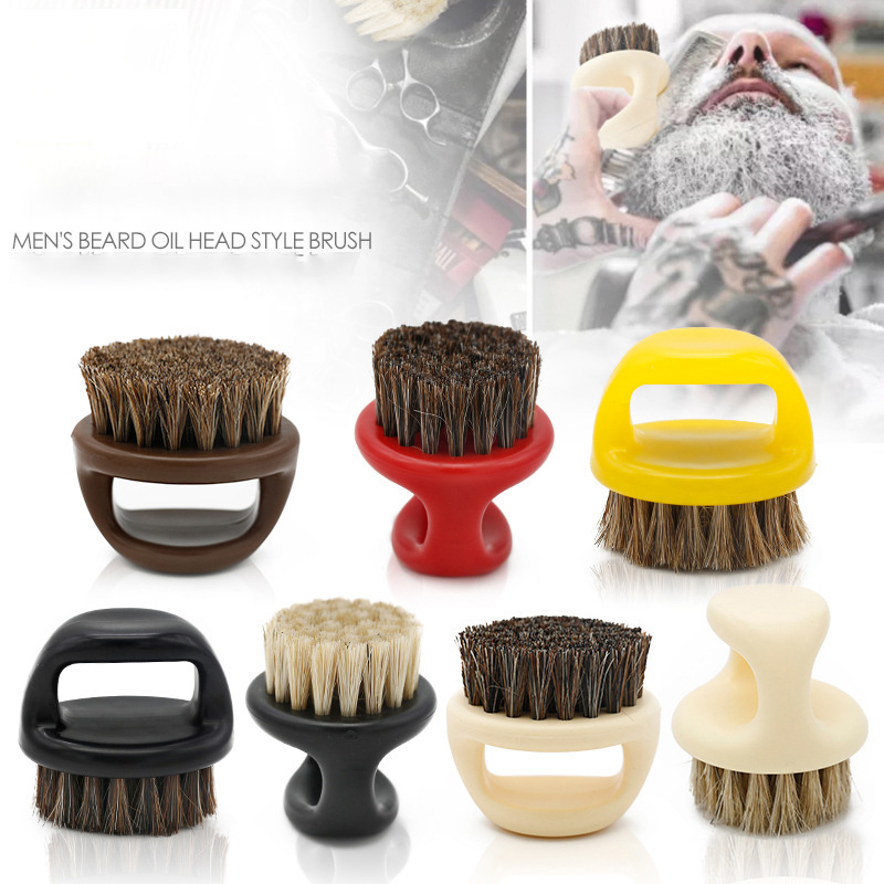 Abeis Men Shaving Face Hair Barber Cleaning Brush Black ABS Handle Boar Bristle Finger Beard Brush