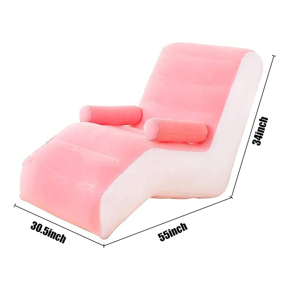 Factory Custom Wholesale PVC Flocking Inflatable Lounge Chair Sofa Bedroom Living Room Single Inflatable Deck Chair