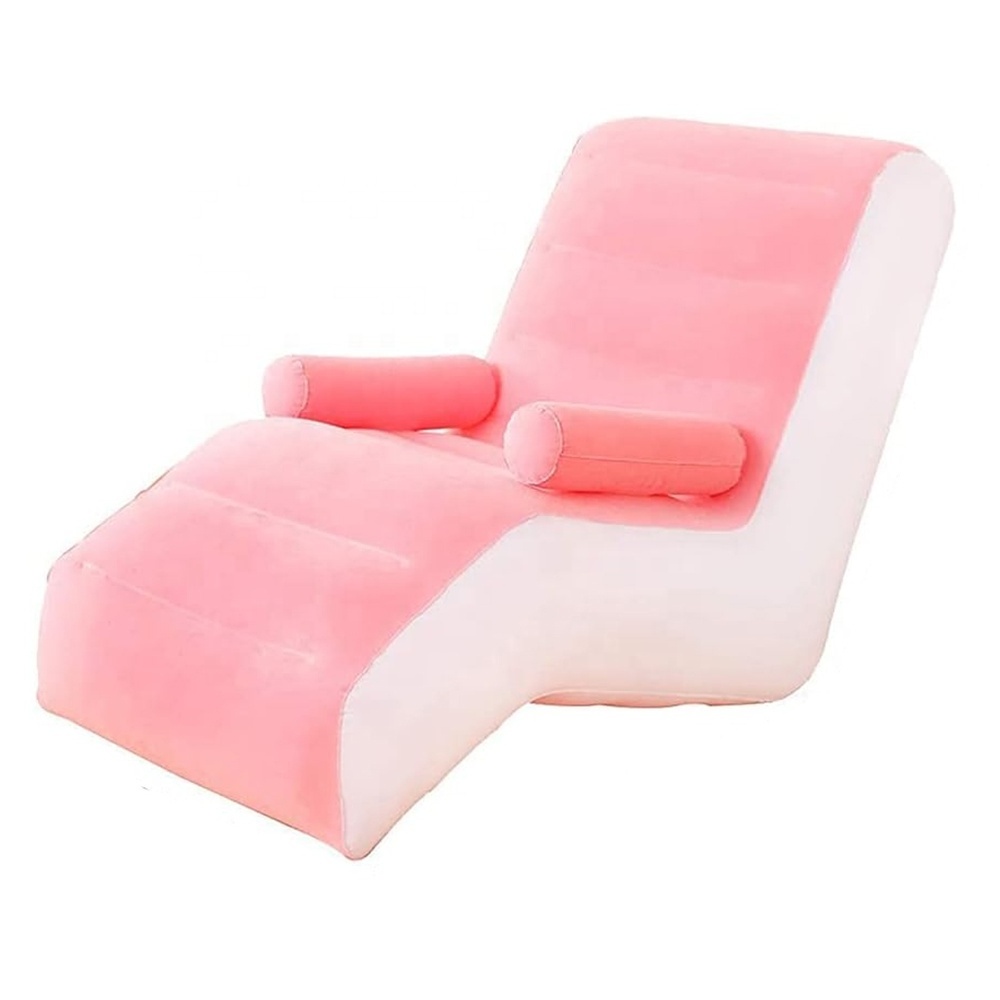 Factory Custom Wholesale PVC Flocking Inflatable Lounge Chair Sofa Bedroom Living Room Single Inflatable Deck Chair