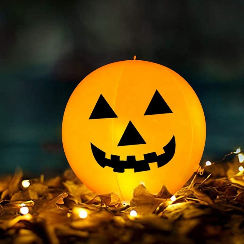 PVC Ambient light Courtyard And Pool Halloween Outdoor Decorations Led Pumpkin Floating Light Ball