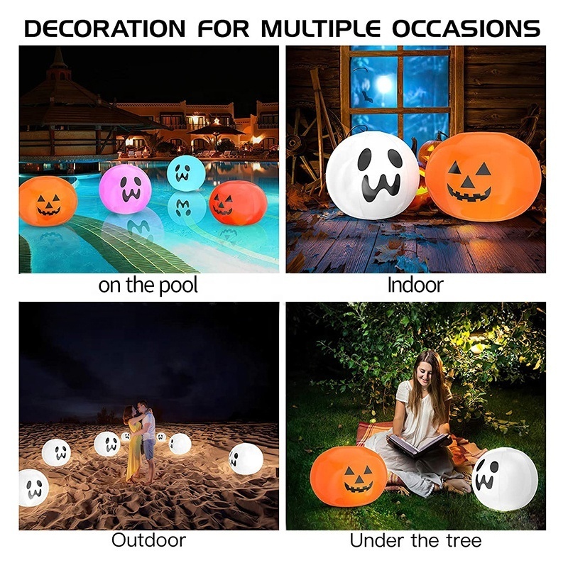 Halloween Outdoor Party Patio Atmosphere Decoration Pool Floating Led Light Ball Pumpkin Beach Ball With Led Light