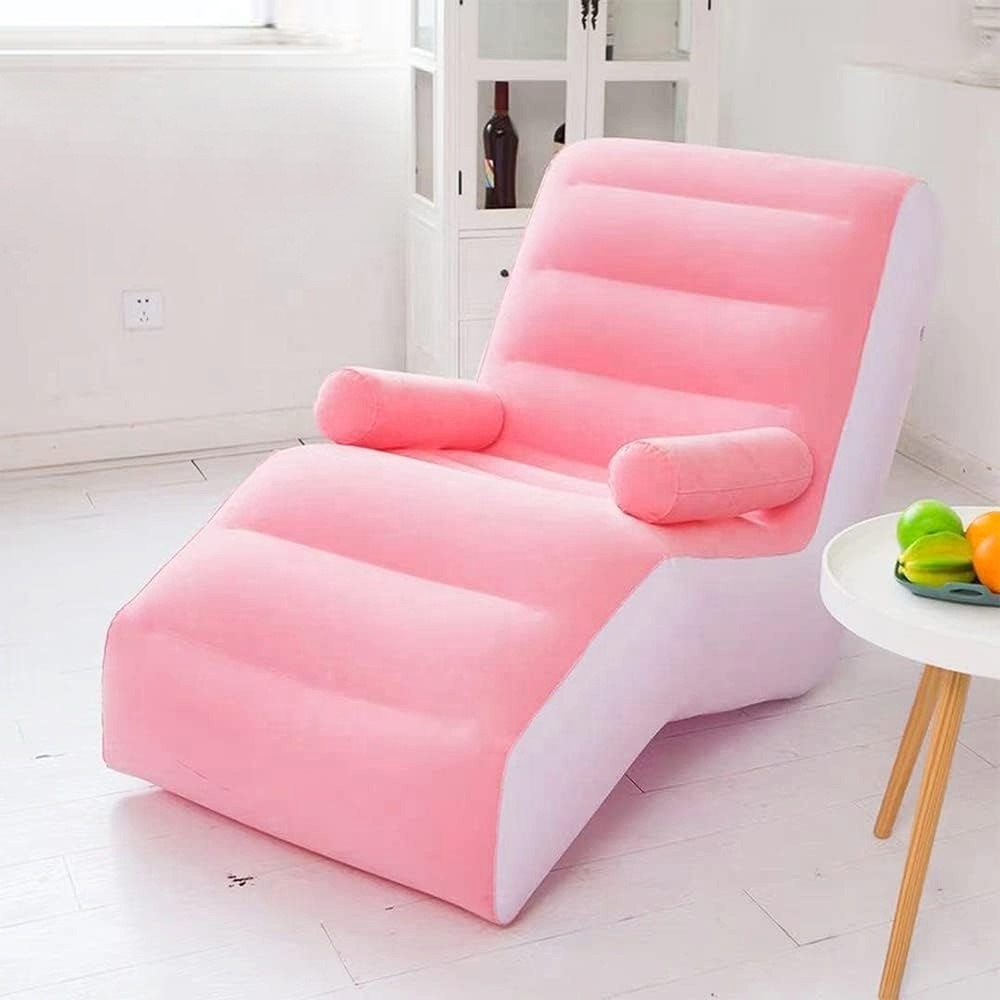 Factory Custom Wholesale PVC Flocking Inflatable Lounge Chair Sofa Bedroom Living Room Single Inflatable Deck Chair