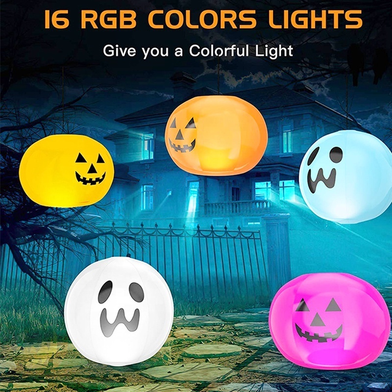 Halloween Outdoor Party Patio Atmosphere Decoration Pool Floating Led Light Ball Pumpkin Beach Ball With Led Light