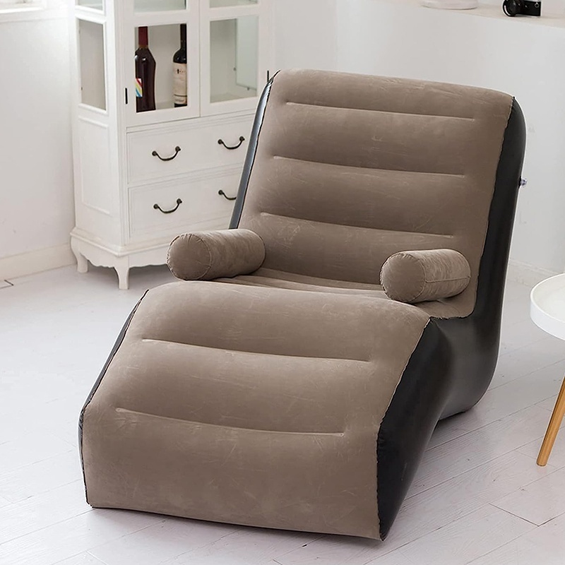 Custom PVC Flocking Inflatable Chaise With Household Air Pump Living Room Inflatable Chaise Folding Sofa