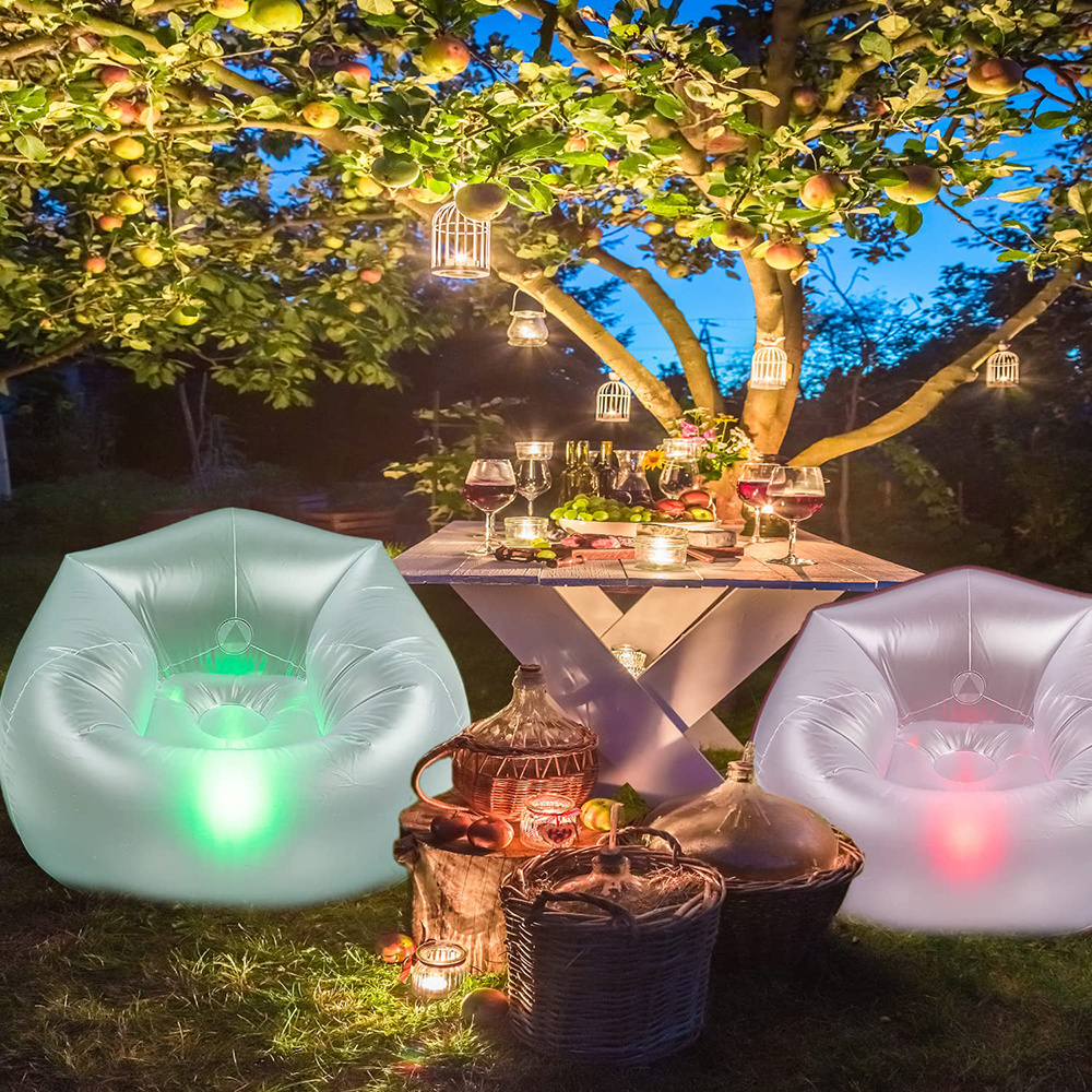 Transparent Inflatable Chairs And Sofas For Kids Adults Yard Indoor Rooms Air Camping Lazy Lounge Couch With Led Light