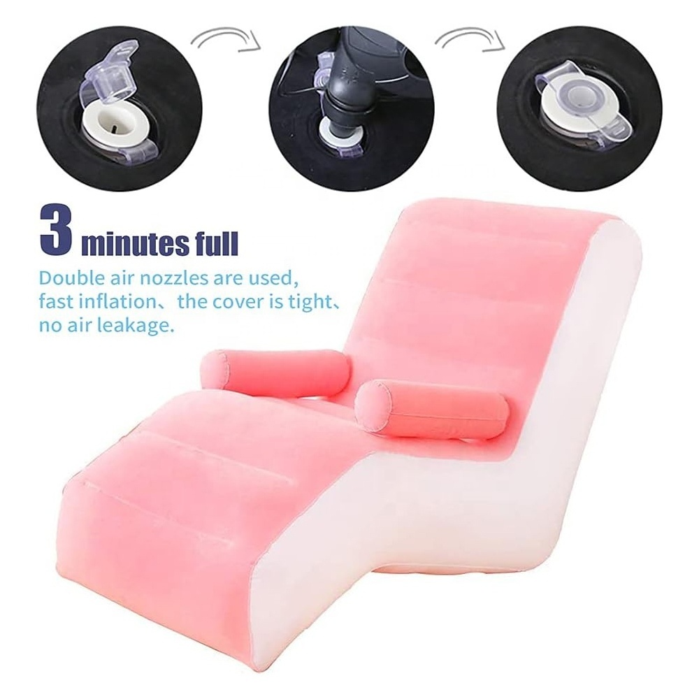 Factory Custom Wholesale PVC Flocking Inflatable Lounge Chair Sofa Bedroom Living Room Single Inflatable Deck Chair