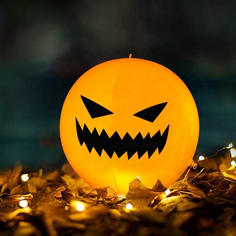 PVC Ambient light Courtyard And Pool Halloween Outdoor Decorations Led Pumpkin Floating Light Ball