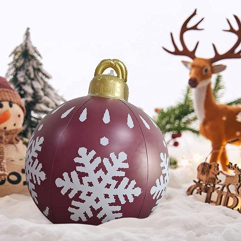 60cm Pvc Inflatable Toy Ball Merry Christmas Party Decorative Courtyard Road Christmas Tree Decorations Christmas Balls