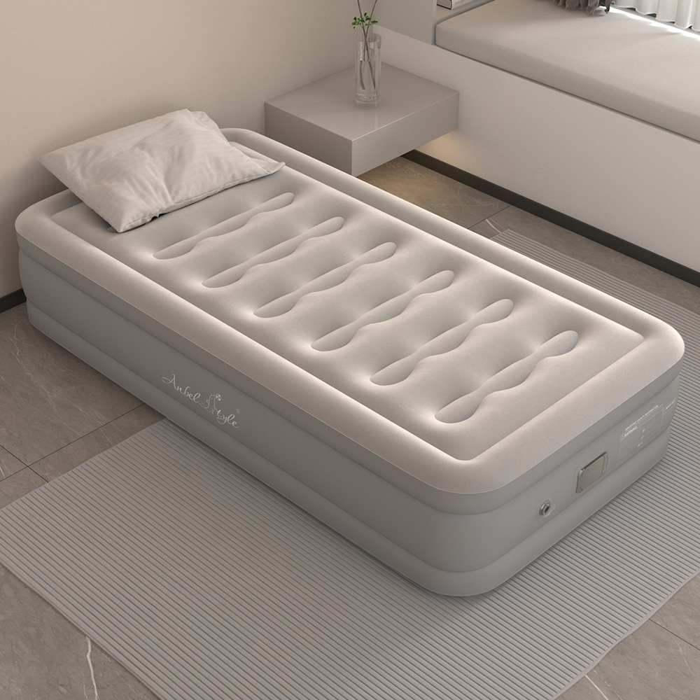 High-Raised Single Bed for Friends Stay Overnight Air Mattress with Built-in Pump