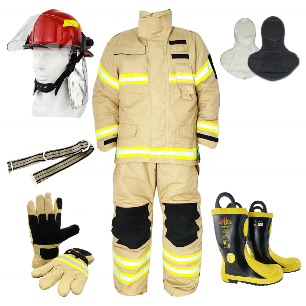 AntiFire FireFighter Equipment Fireman kits Firefighter Gear Uniform EN 469 Bunker Turnout Gear NOMEX Fire Fighting clothing