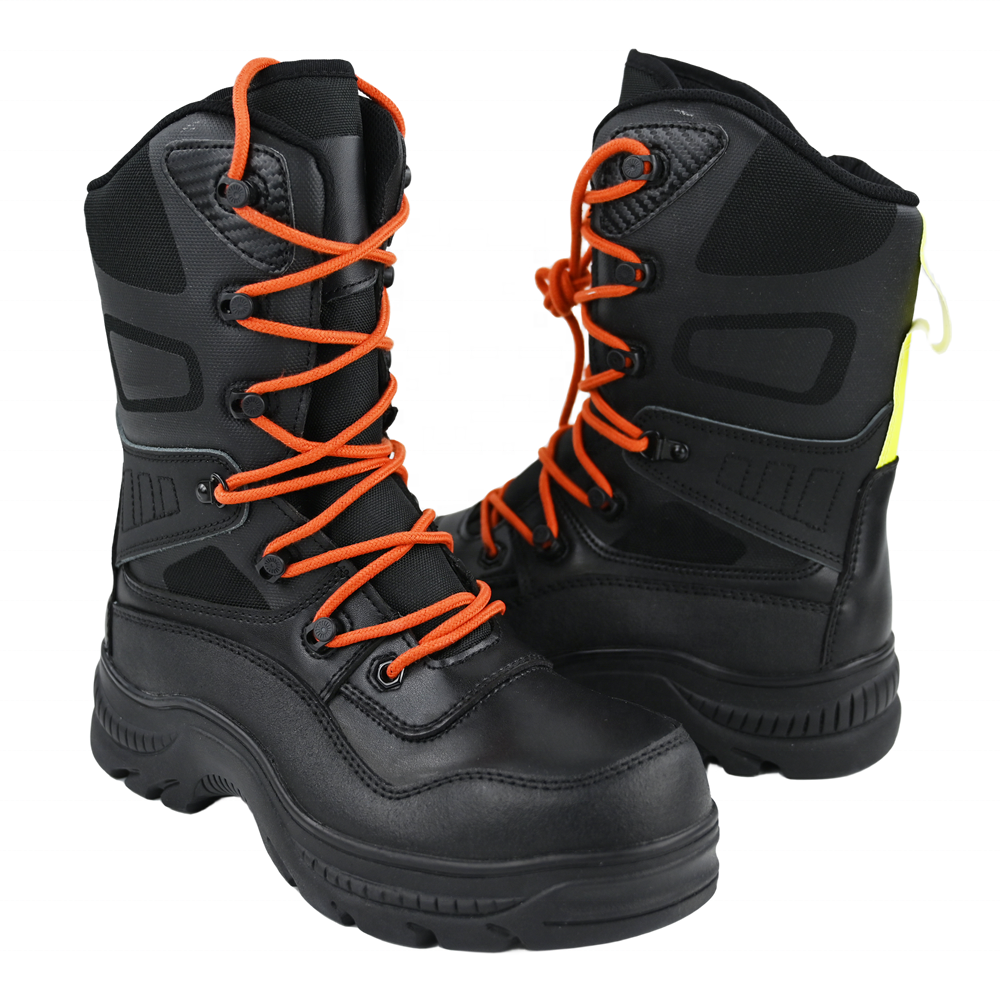 China Manufacturer Fire Resistant Anti Puncture firefighter leather boots