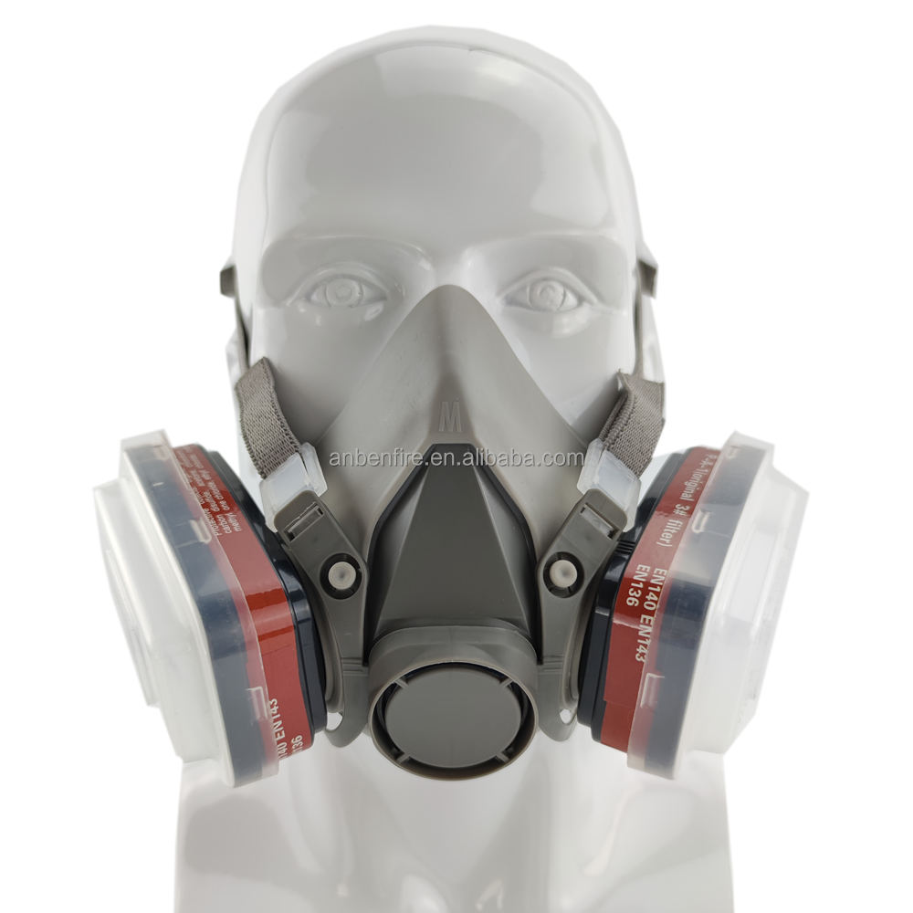 ANBEN Multi purpose 6200 style 2022 Factory Half Face Gas Mask Chemical Respirator with Double Filter Box