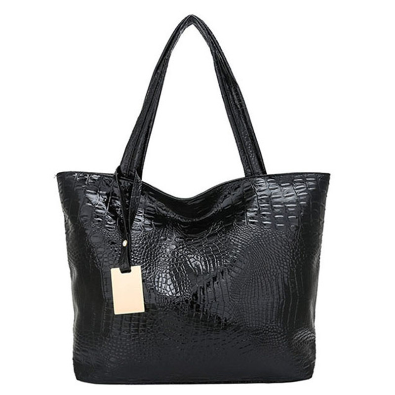 Fashion Cheap Crocodile Pattern Shoulder PU Leather Ladies Handbag With Zipper Large Capacity Women's Tote Bag