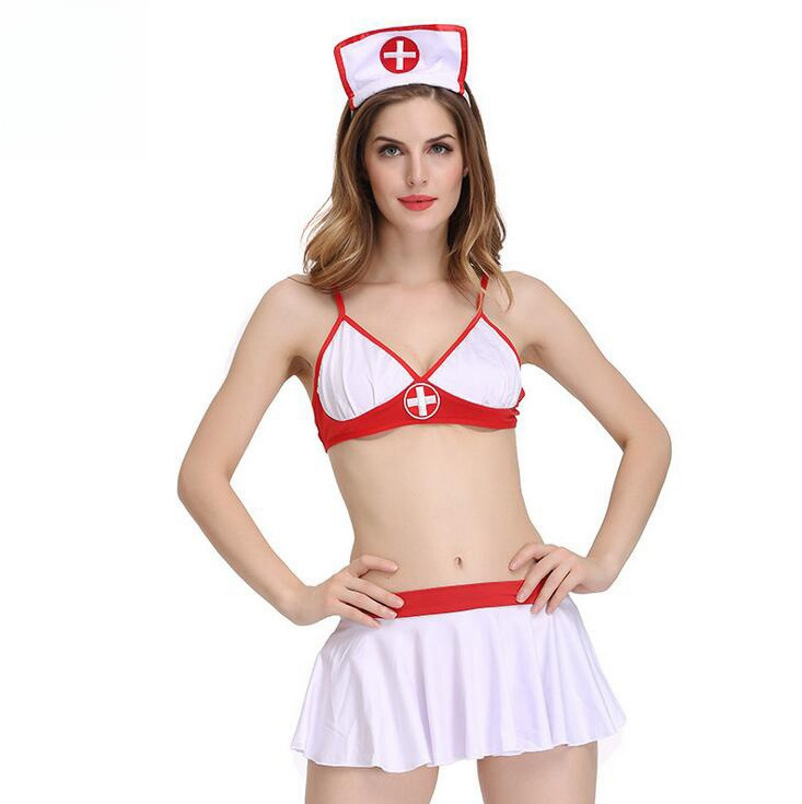 Womens Sexy Underwear Low-Cut Tied Cosplay Nurse Sexy Lingerie Women Dress Underwear Costume Hot Erotic Role Play Lingerie Femme