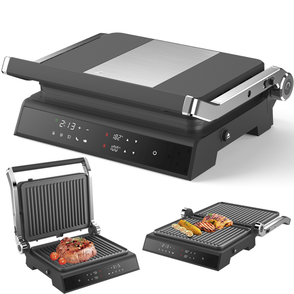 Digital Indoor panini grill multi function with touch screen Electric sandwich press Smokeless BBQ Grill Contact Grill