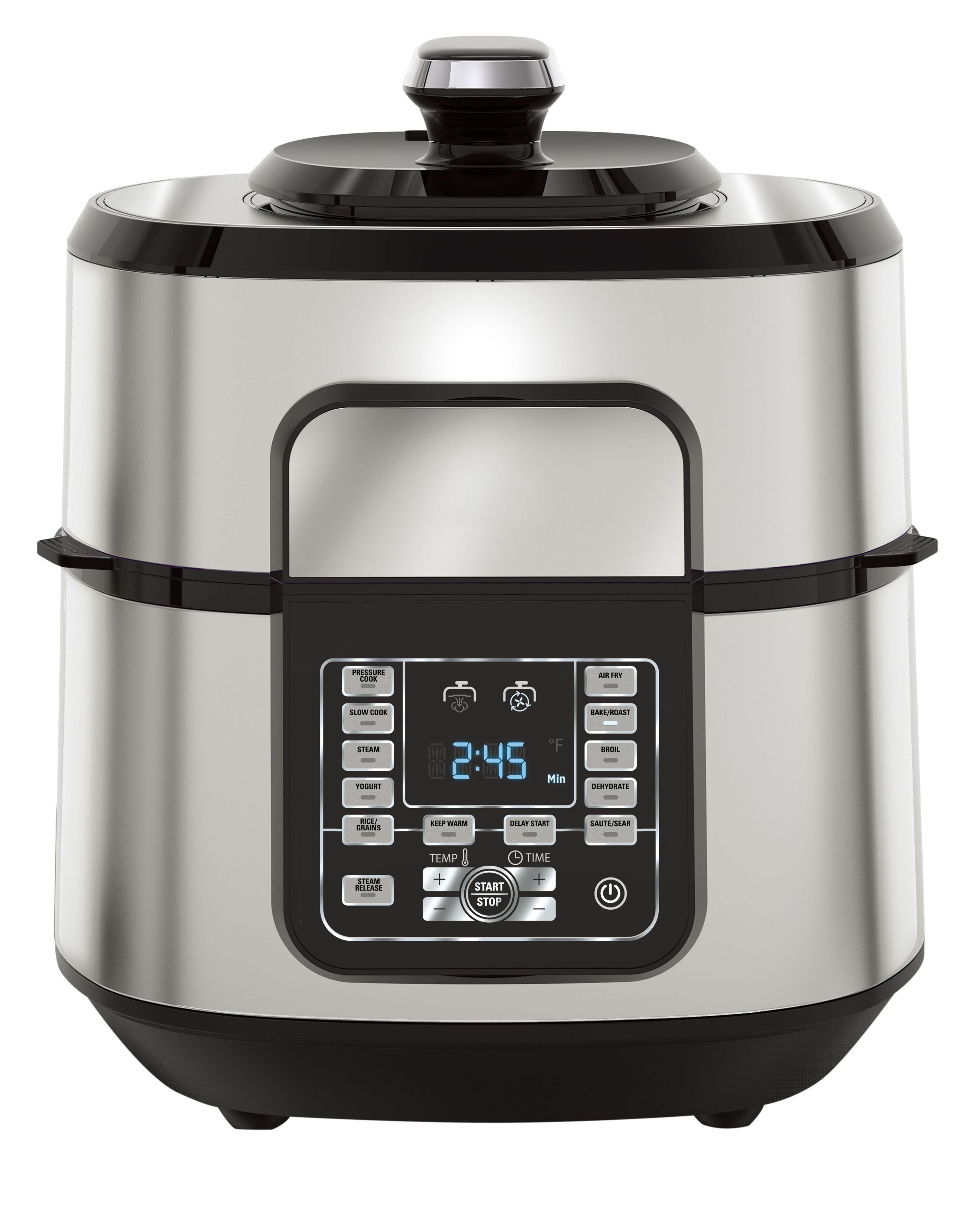 Air Fryer & Pressure Cooker Slow Cooker Steamer Warmer Stainless Steel Finish Pressure Cooker with Air Fryer