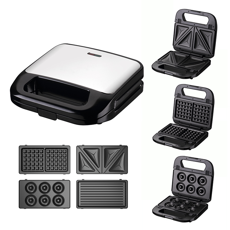 Electric Sandwich maker 6 in 1 detachable stainless steel grill breakfast toaster donut bread panini press waffle machine