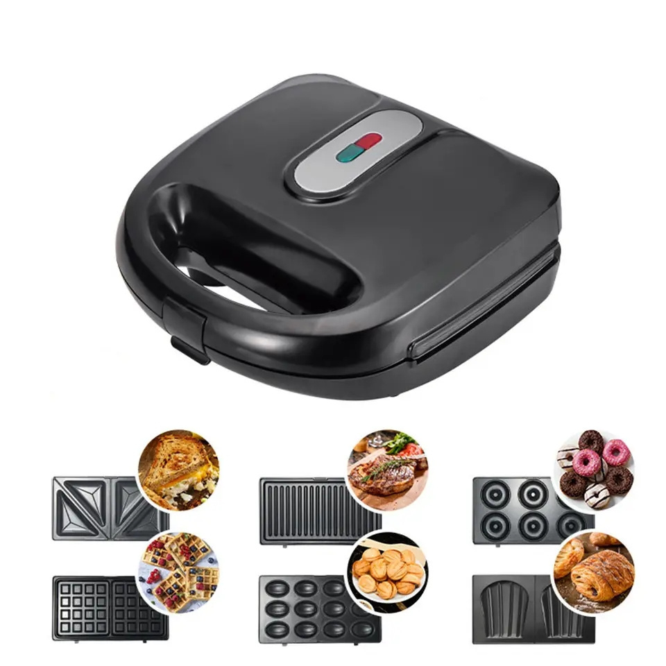 Electric Sandwich maker 6 in 1 detachable stainless steel grill breakfast toaster donut bread panini press waffle machine