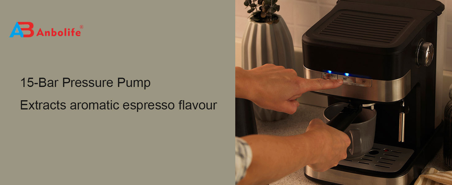 Espresso Coffee Machine Multifunction SS body Espresso Pump Coffee Maker with Milk Frother 15 Bars of Pressure