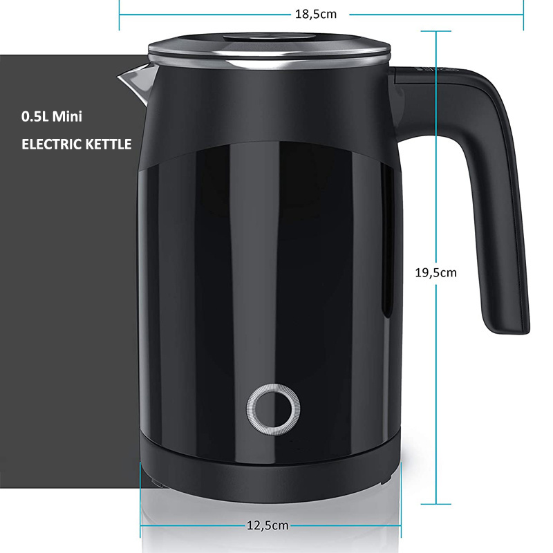 0.5L Travel MINI Electric Kettle Double Wall Portable  Electric Hot Water Kettle Suitable For Coffee Tea