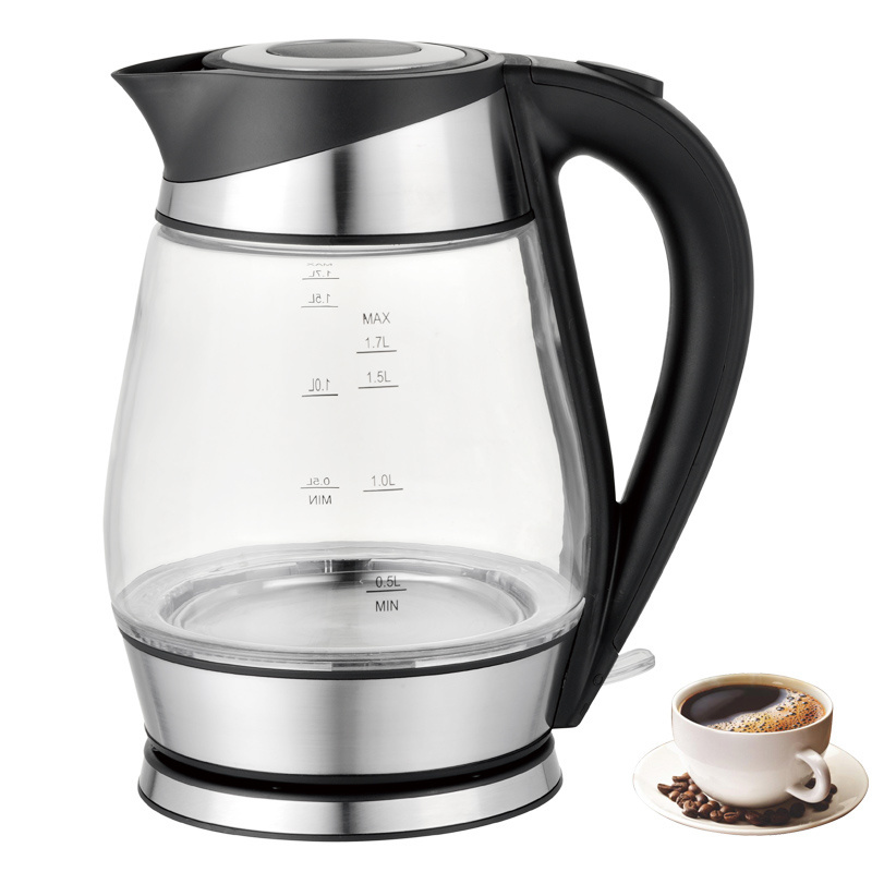 1.7L Cordless Portable Glass Tea Kettle BPA Free Water Heater for Tea Coffee Hot Cocoa Electric Kettle