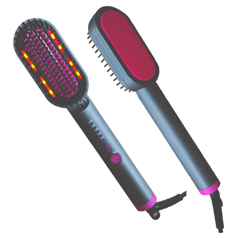 Enhanced Hair Straightener Heat Brush Ceramic Ionic Straightening Brush Hot Comb Ionic Hair Straightener Brush