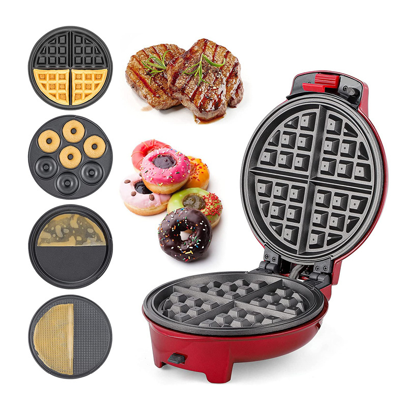 4 in 1 Mini Waffle Maker Cake Machine Egg Roll Machine Donut Maker Changeable Non-Stick Plates waffle pops maker