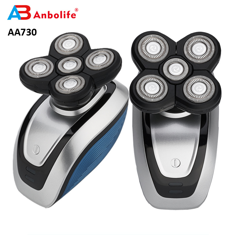 Anbolife Led Display 5 in 1 4d Usb Rechargeable Electric Men Bald Head Shaver