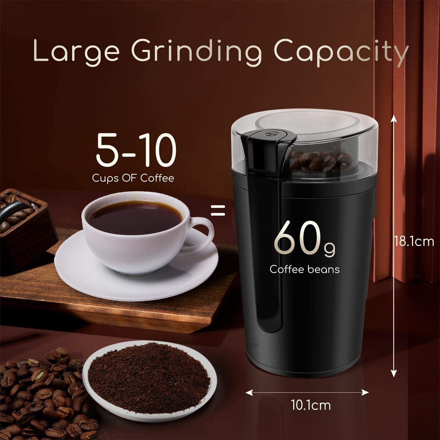 Coffle Grinder Portable Compact Spice Grinder with Quiet Motor Grain Mill Coffee Grinder Electric