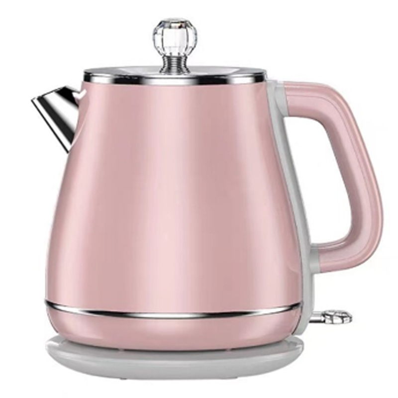 1.8 Litre Double Wall Retro Electric Kettle with Auto Shut-off Pink Tea Pot Kettle with 360 Degree Base