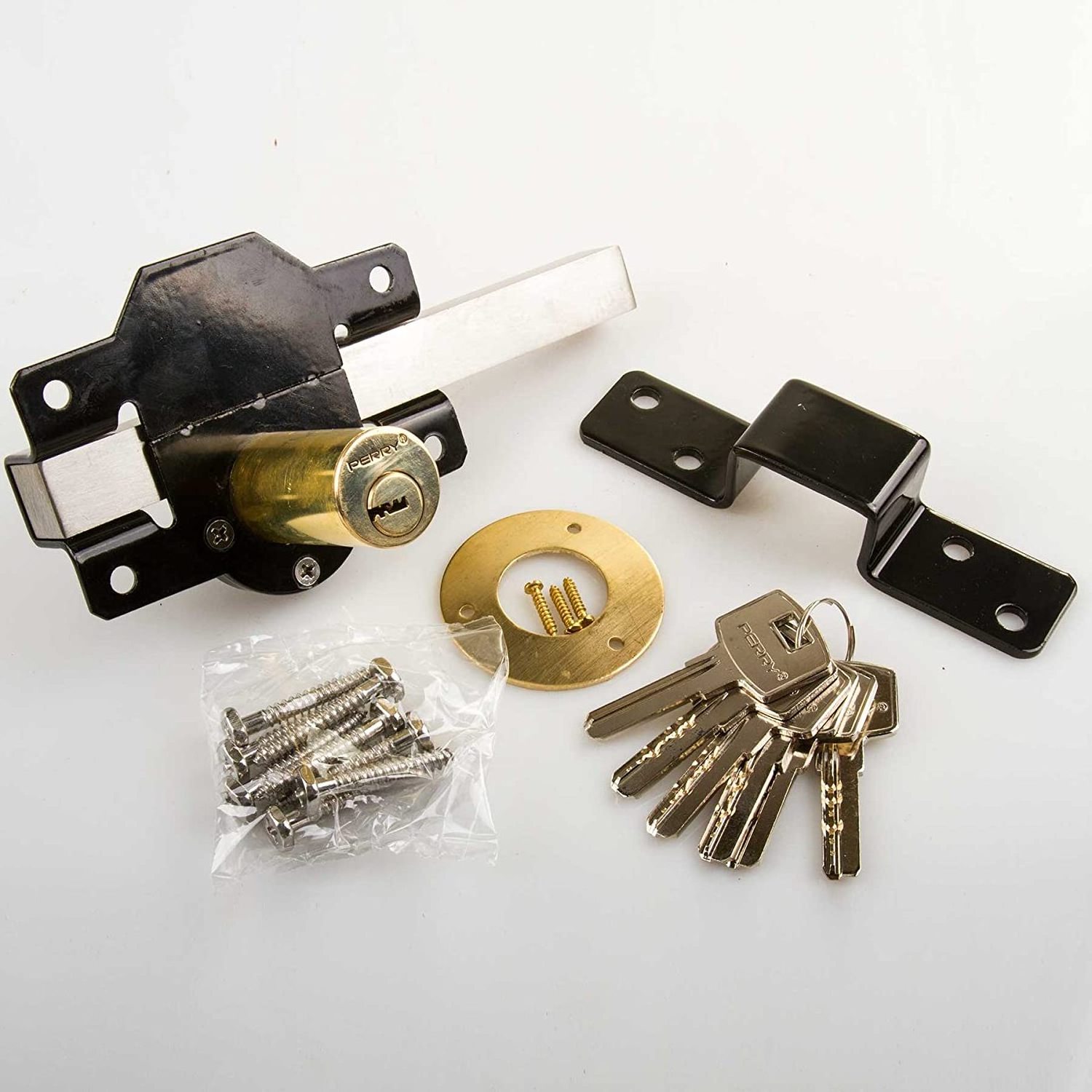 Long Throw Gate Lock,single open, SS304 bolt with 5 brass Key,50/70mm cylinder