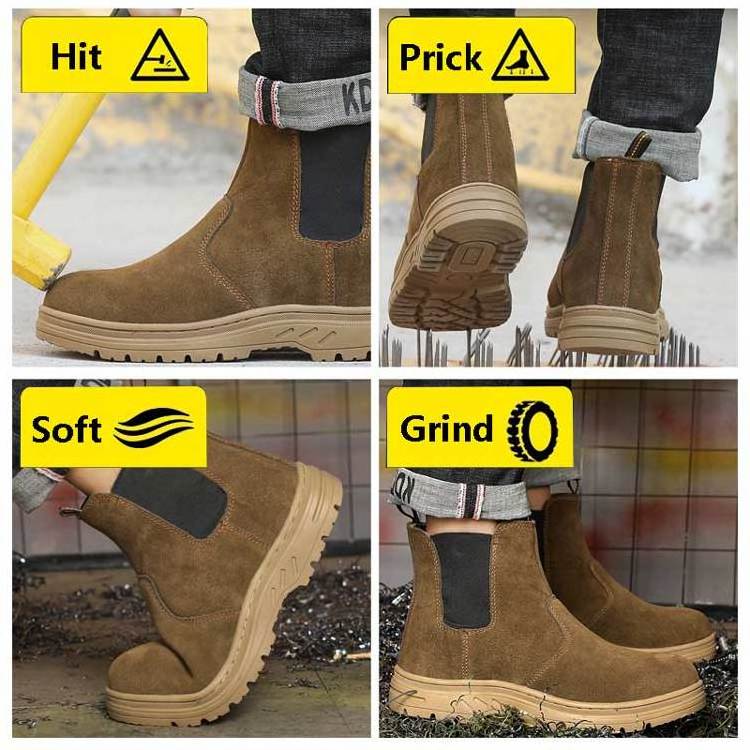 High quality anti smash welder labor insurance safety shoes non slip wear resistant steel toe cap cowhide leather work boots