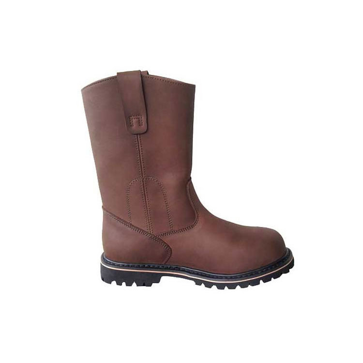 High top welding boots anti-smash and anti-puncture labor protection boots brown safety rigger boots for Men