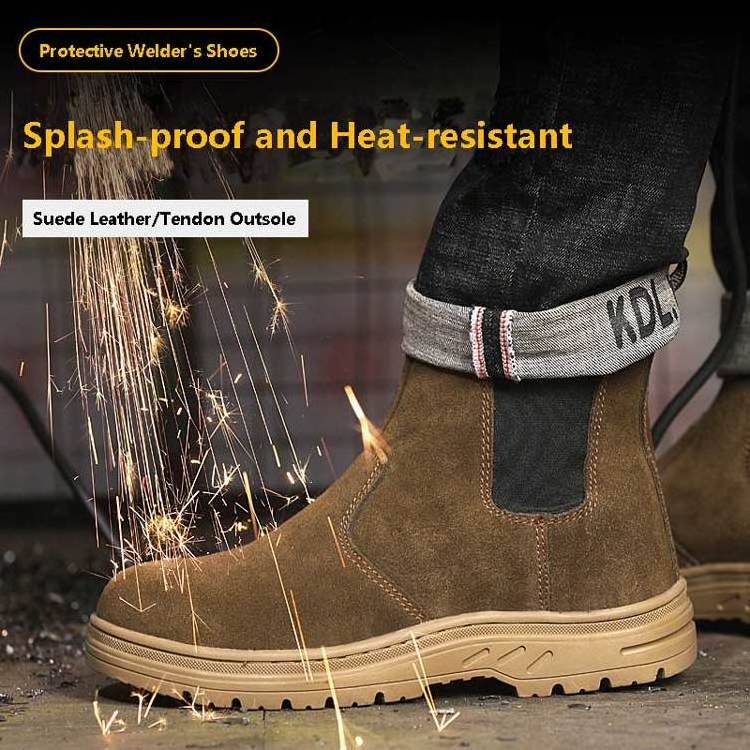 High quality anti smash welder labor insurance safety shoes non slip wear resistant steel toe cap cowhide leather work boots