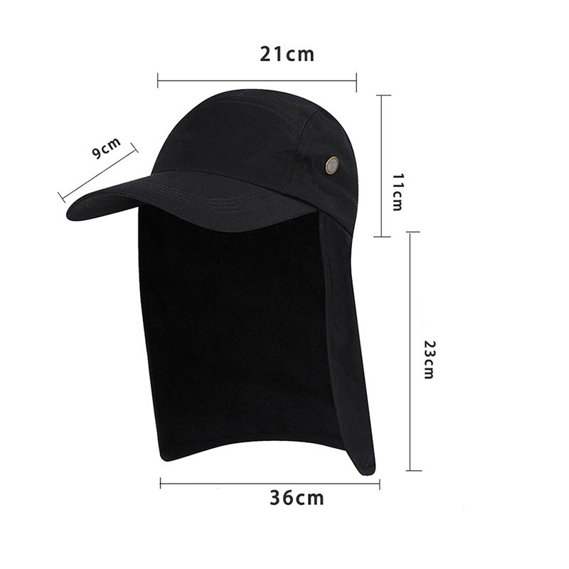 Custom Logo Summer UV Sun Protection Fishing Breathable Cotton Baseball Cap With Neck Cover For Outdoor