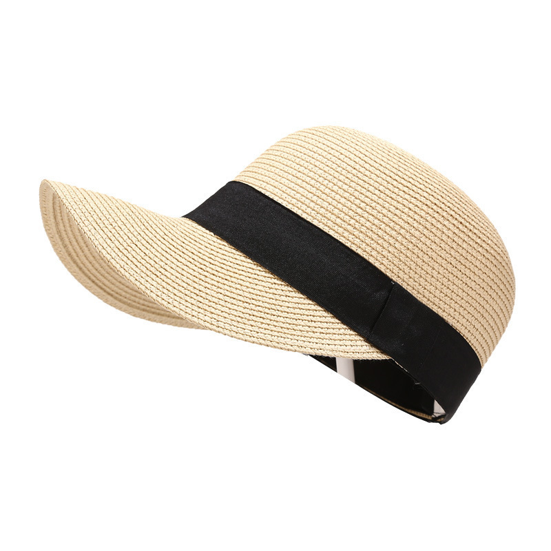 Wholesale Custom Embroidery Logo Women fedora Foldable Straw Hats UV Protection Curved Brim Equestrian Floppy Beach Sun Hat