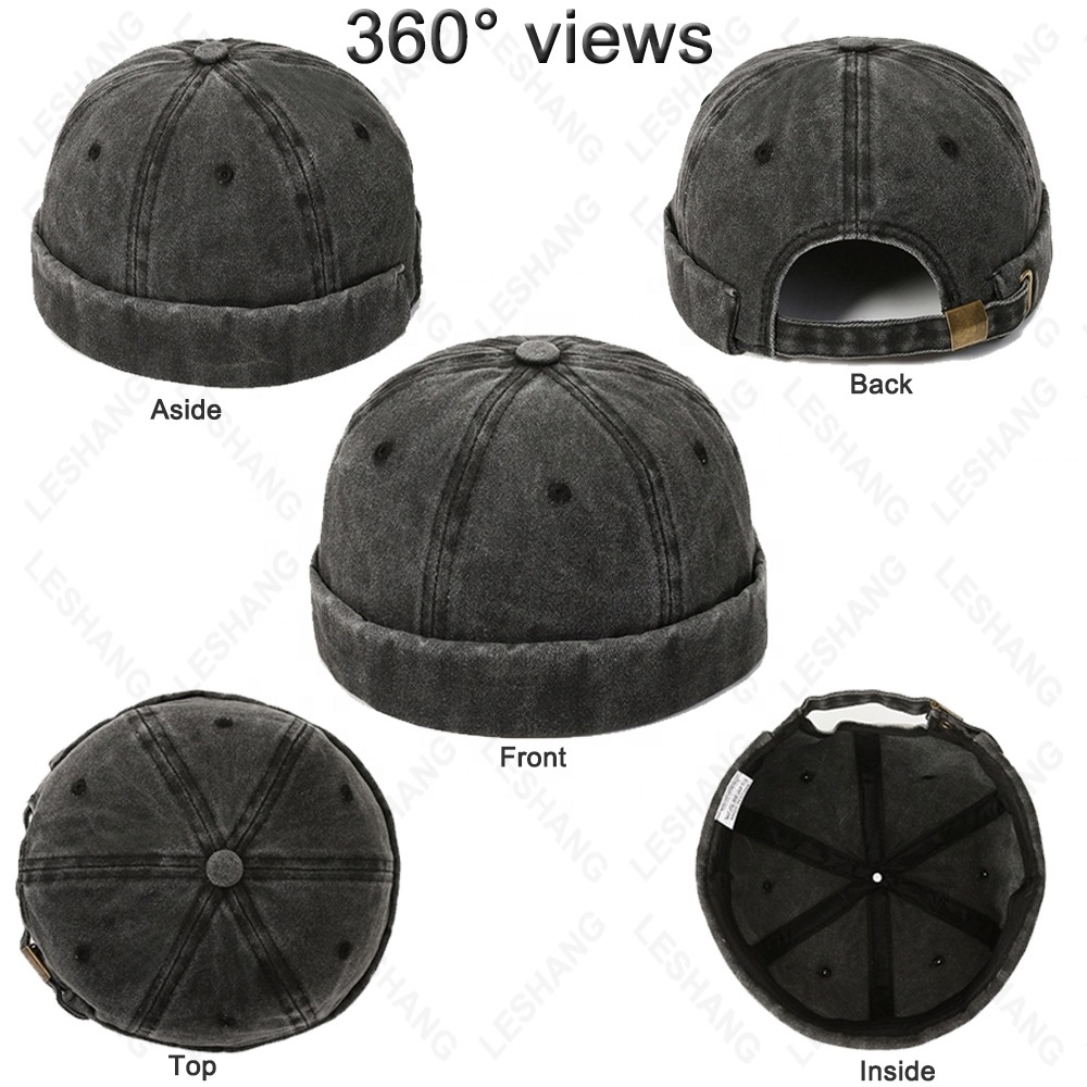 Hot Sale washed Cotton Cap Without Brim Visorless Docker hats Vintage dstressed Brimless Baseball Caps with custom logo