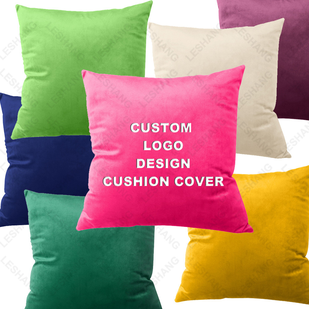 High Quality Velvet Pillow Covers Luxury Cushion Cover For Home Decor Solid Custom Logo Design Cushion Covers 18x18  inch