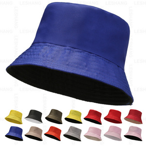 High Quality Solid Color Custom Embroidery Logo Reversible Polyester Bucket Hats Double-sided Wide Brim Gorros Fisherman Hat