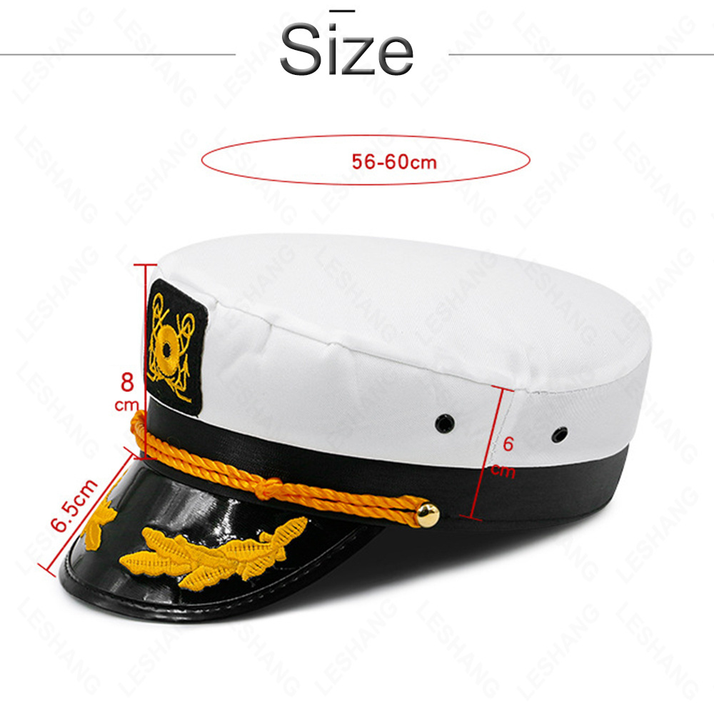 Wholesale High Quality funny party embroidery Sailor Navy Captain Hats Costume Accessory Adult Captain's Yacht Sailors Hat