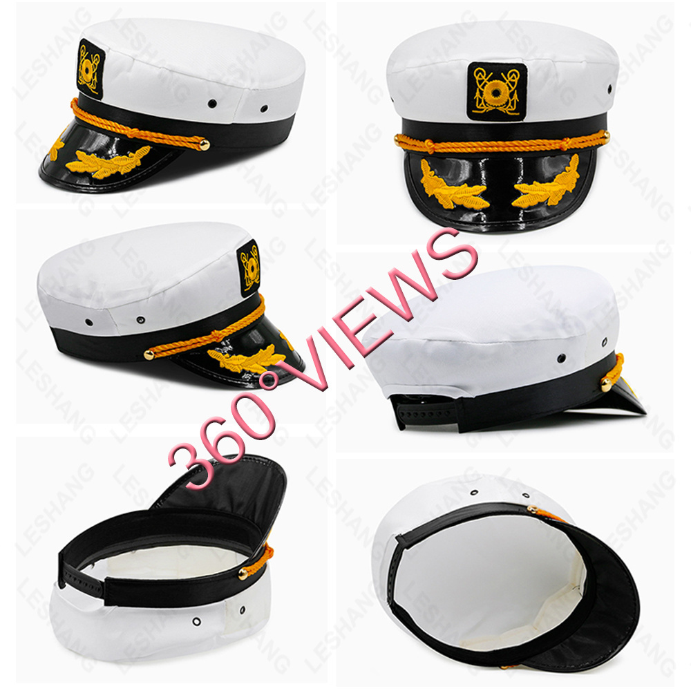 Wholesale High Quality funny party embroidery Sailor Navy Captain Hats Costume Accessory Adult Captain's Yacht Sailors Hat